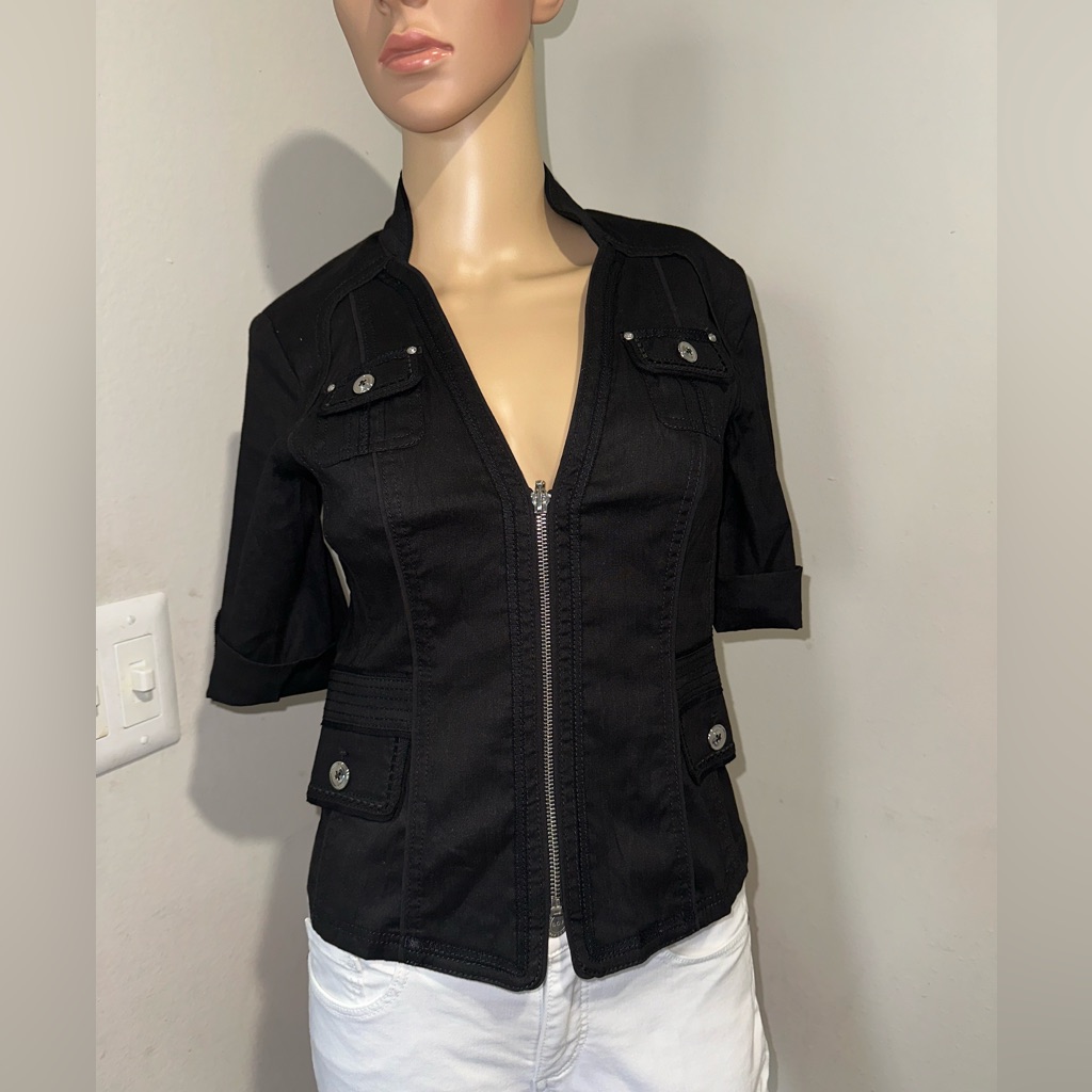 White House Black Market Black Safari Jacket Womens Size 00